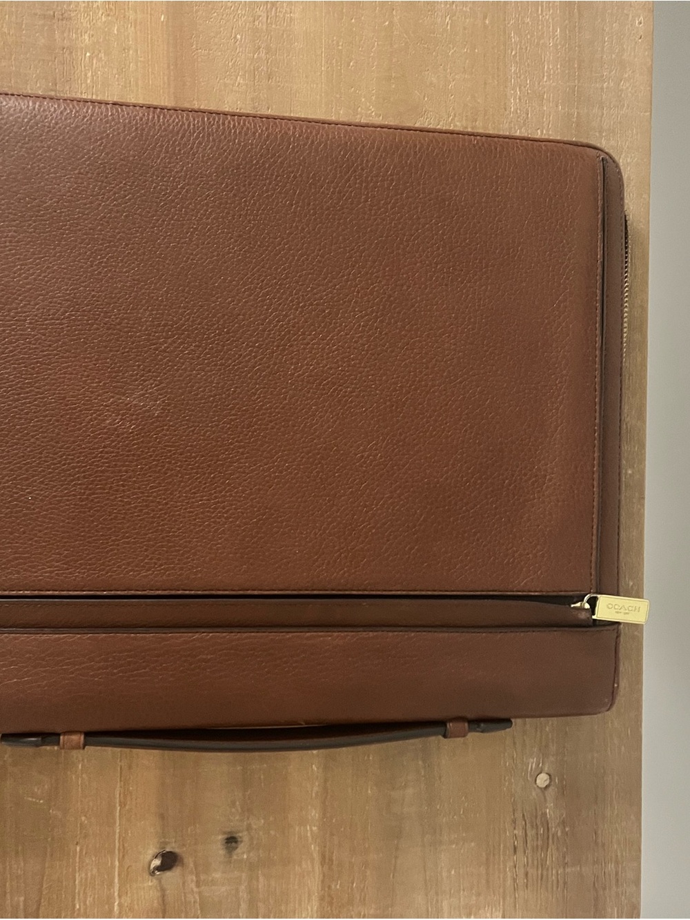 Coach Brown Leather Zip Portfolio Briefcase - Picture 4 of 4